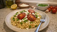 Cremiges Orzotto mit Feta und Erbsen – das schnelle One-Pot-Abendessen