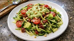 Sommerlicher Zoodle-Salat mit Avocado und Limette – leicht, frisch und schnell gemacht