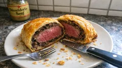 Filet Wellington aus dem Ofen: knuspriger Blätterteig, saftiges Rinderfilet