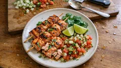 Gegrillte Lachsspieße mit Fenchel-Tomaten-Salsa – frisch, saftig und schnell gemacht