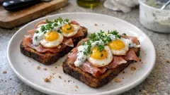 Graubrot mit Rohschinken & Wachtelei: so wird’s mit Quark-Joghurt-Creme besonders frisch