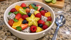 Bunter Fruchtsalat mit Drachenfrucht & Sternfrucht – schnell vorbereitet